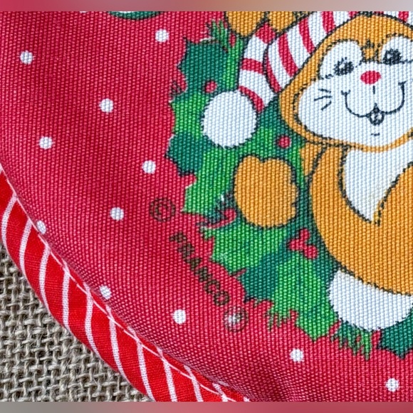 Vintage Franco Anthropomorphic Bunny Christmas Pot Holder Kitsch Whimsical - Picture 2 of 3